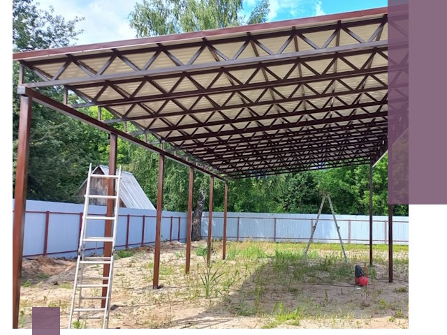 Односкатные навесы под ключ в Мысках — изготовление и монтаж