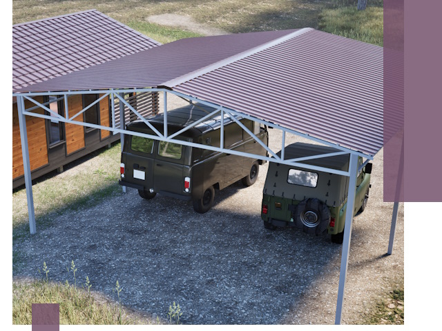 Двускатные навесы под ключ в Мысках — изготовление и монтаж